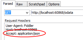 Screenshot of the web sessions window, showing the response from the A P I in the Request Headers section, and circling where to write the j son request.