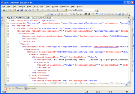 Northwinds 型 DataSet の XML スキーマ定義 (XSD) ファイル