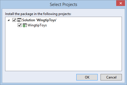 ASP.NET Error Handling - Select Projects Dialog