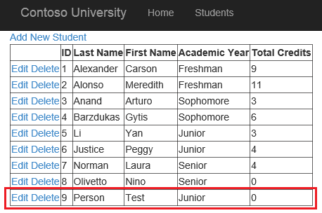 display new student