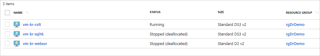 [イベント] というタイトルの一覧に、[DR Orchestration job has completed.] (DR オーケストレーション ジョブが完了しました) という説明の単一のイベントが表示されています。このイベントにはその他の情報があります。