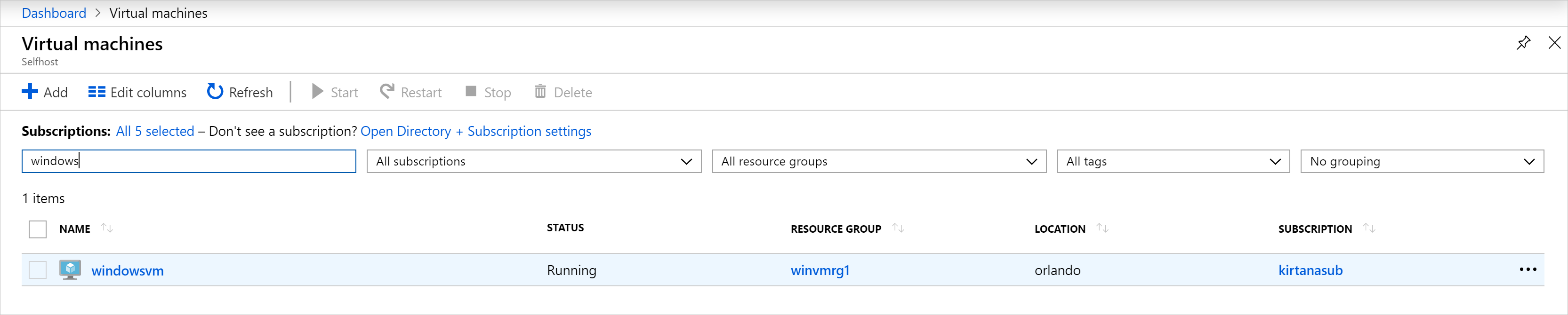 VM の作成 - VM の検索