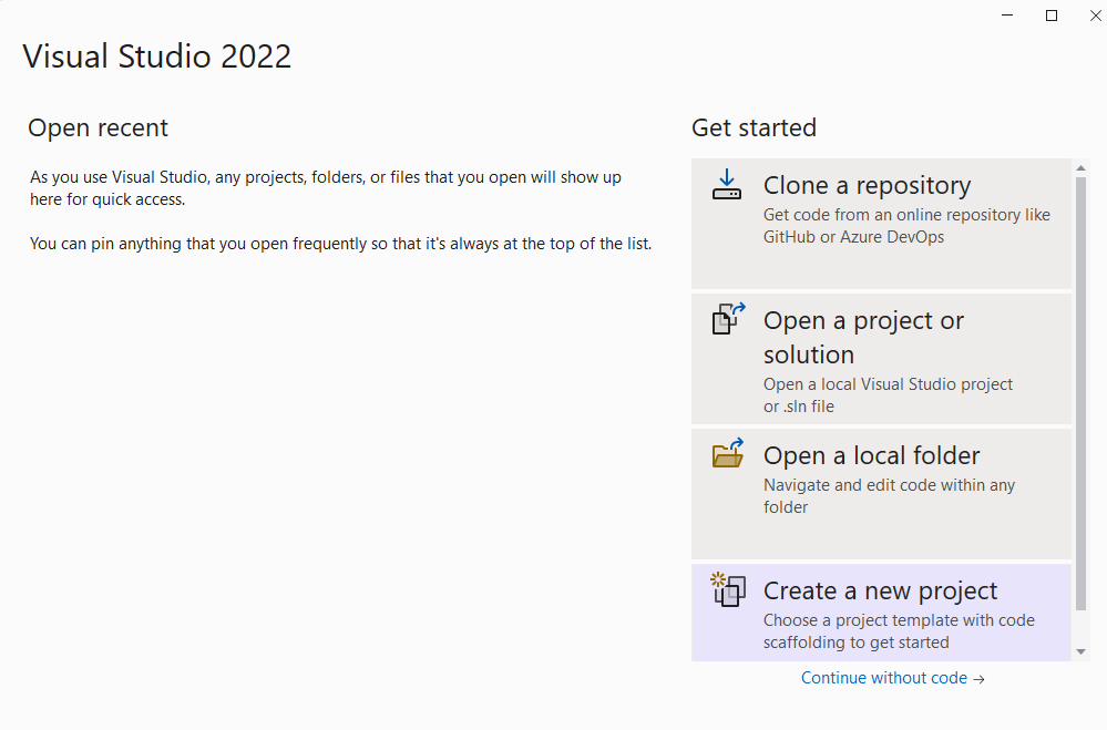 Visual Studio 2022 の [概要] ウィンドウのスクリーンショット。