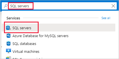 SQL Server を検索して選択する方法を示すスクリーンショット。