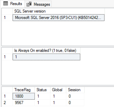 SSMS での期待される結果を示すスクリーンショット。