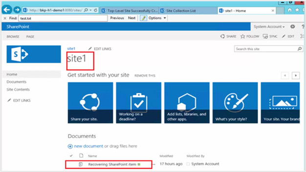 MABS SharePoint Protection の図を示すスクリーンショット。