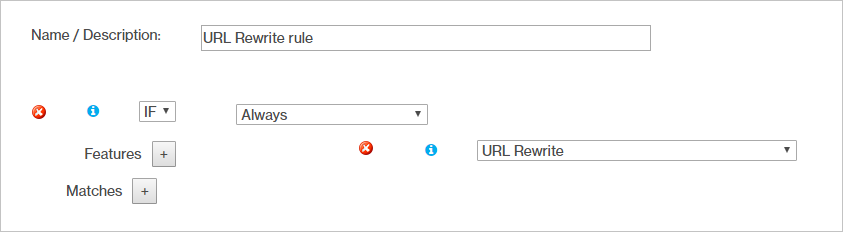 コンテンツ配信ネットワーク URL 書き換えルールのスクリーンショット - 左。