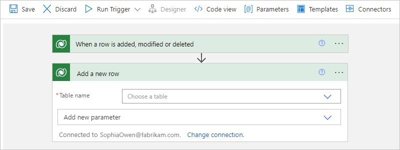 Screenshot shows Consumption workflow designer and example action.