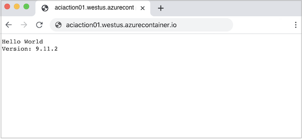 実行中の Web アプリのブラウザー表示