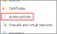 リソース ナビゲーション メニューの [アクセス ポリシー] オプションのスクリーンショット。