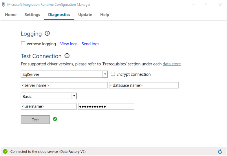 Diagnostics tab