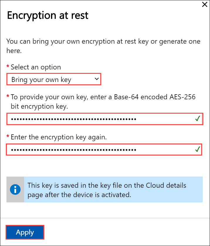 ローカル Web UI の [Encryption at rest]\(保存時の暗号化\) ページ 2