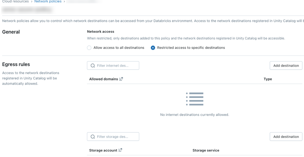 Network policy details.