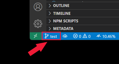 ブランチ名はステータス バーに表示されます。