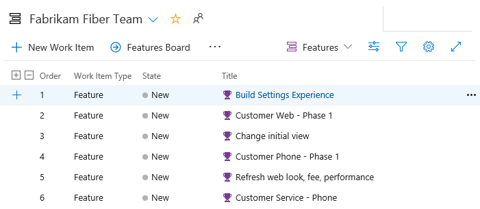 機能を追加する方法を示すスクリーンショット (Azure DevOps Server 2019)。