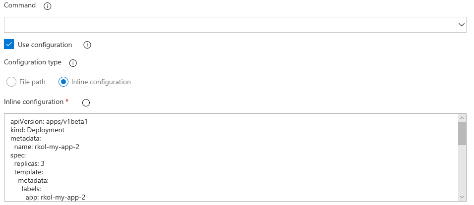 Inline input of spec file in Deploy to Kubernetes task.