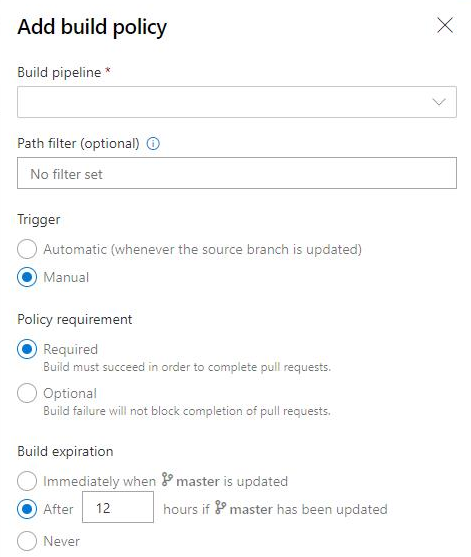 Build policy expiration for manual builds.