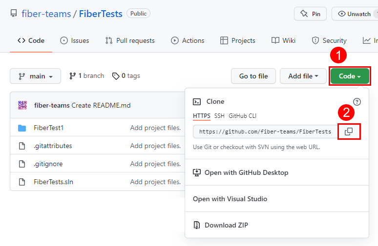 GitHub サイトのページにある [クローン] ポップアップのスクリーンショット。