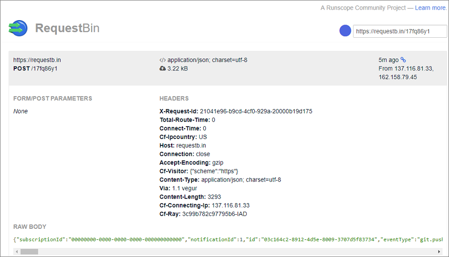 JSON 表現の表示のスクリーンショット。