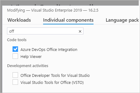 Azure DevOps Office 統合を確認する