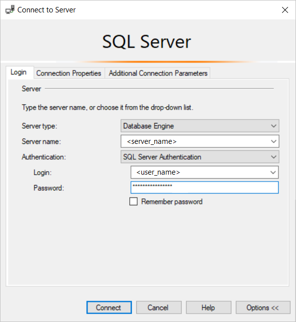 SSIS ログイン タブ