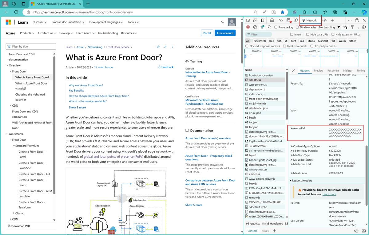 Microsoft Edge Browser 上の RefString の例のスクリーンショット。