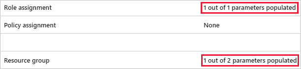 ブループリントの定義と、[X of Y parameters populated]\(X/Y のパラメーターが設定されました\) のメッセージが強調表示されたスクリーンショット。