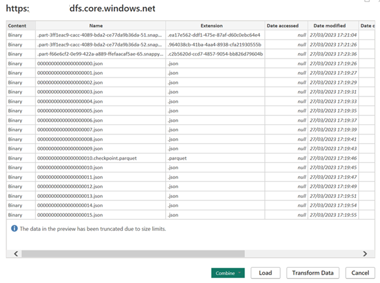 ADLS Gen2 の詳細を示すスクリーンショット。