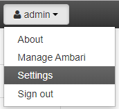 Ambari の [Settings]。