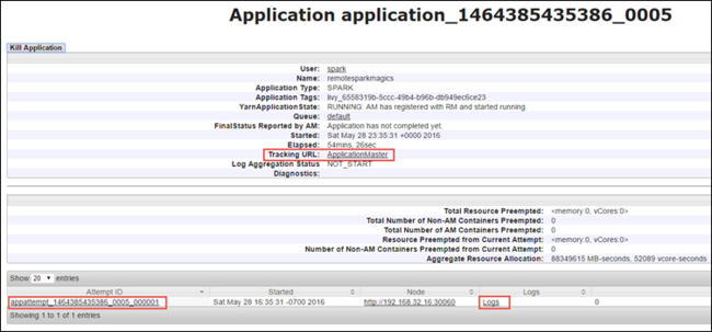 Spark history server download container logs.