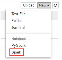 新しい Spark Jupyter Notebook を作成します。