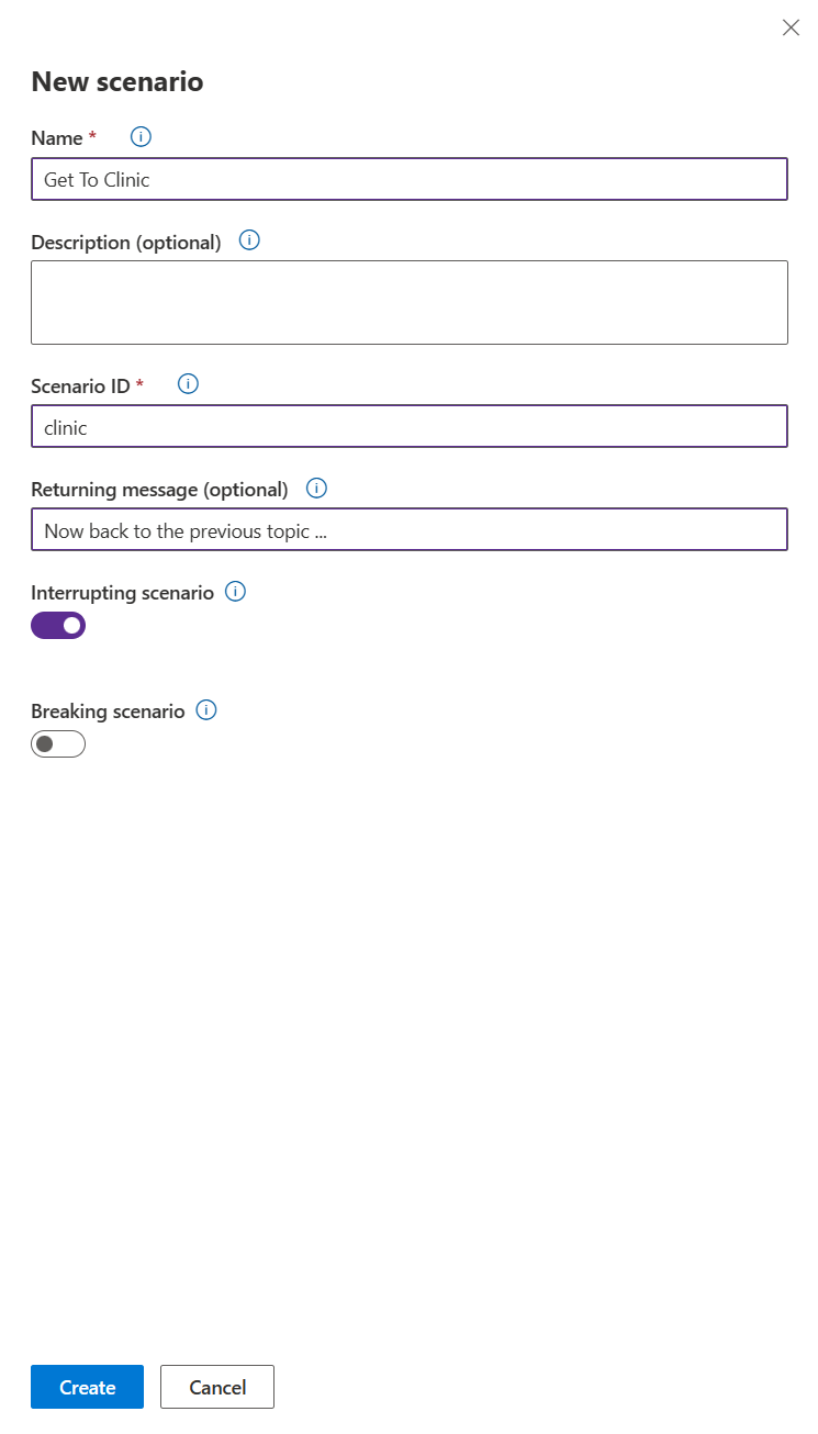 "Screenshot of interuption configuration in the scenario editor"