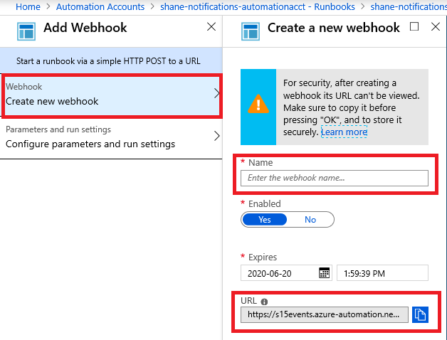 新しい Webhook UI の作成