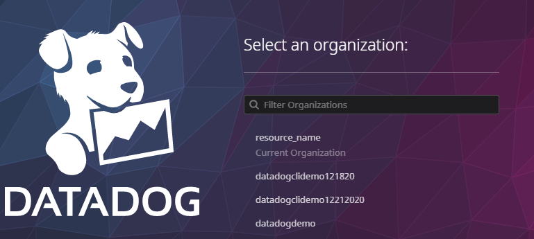 リンクする適切な Datadog 組織を選択する