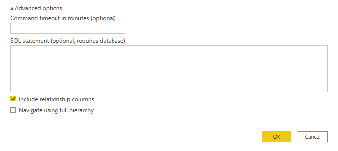 PostgreSQL の詳細オプションのスクリーンショット。