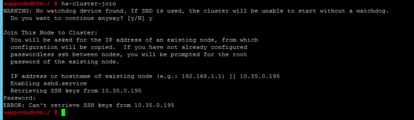 SSH キーが特定の IP アドレスから取得できないというエラー メッセージが表示されたコンソール ウィンドウを示すスクリーンショット。