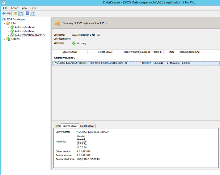 新しい SAP ASCS/SCS 共有ディスクの DataKeeper 同期ミラーリング