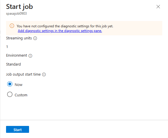 Screenshot showing the **Start job** page.