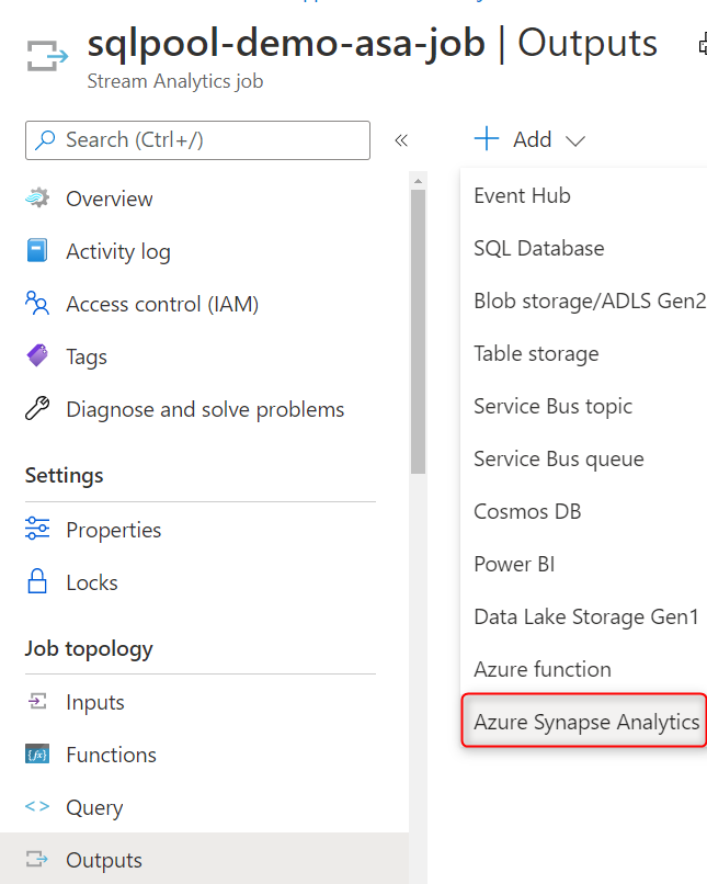 Azure Synapse Analytics を選択します