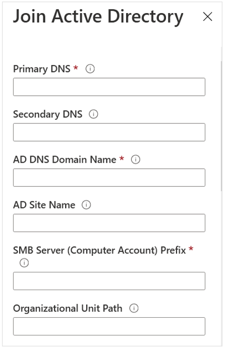 Active Directory 接続への参加メニューのスクリーンショット。