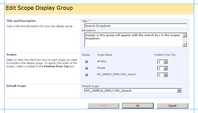 [スコープ表示グループの編集] ページ