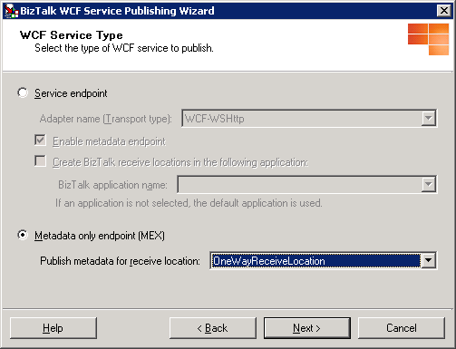 WCF サービスの種類ページ