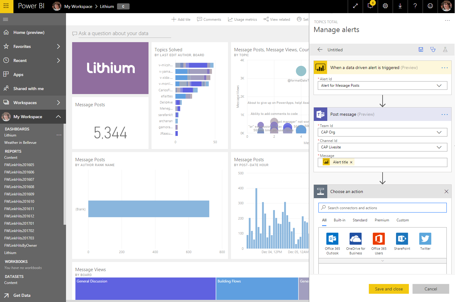 Power BI でのフローの作成