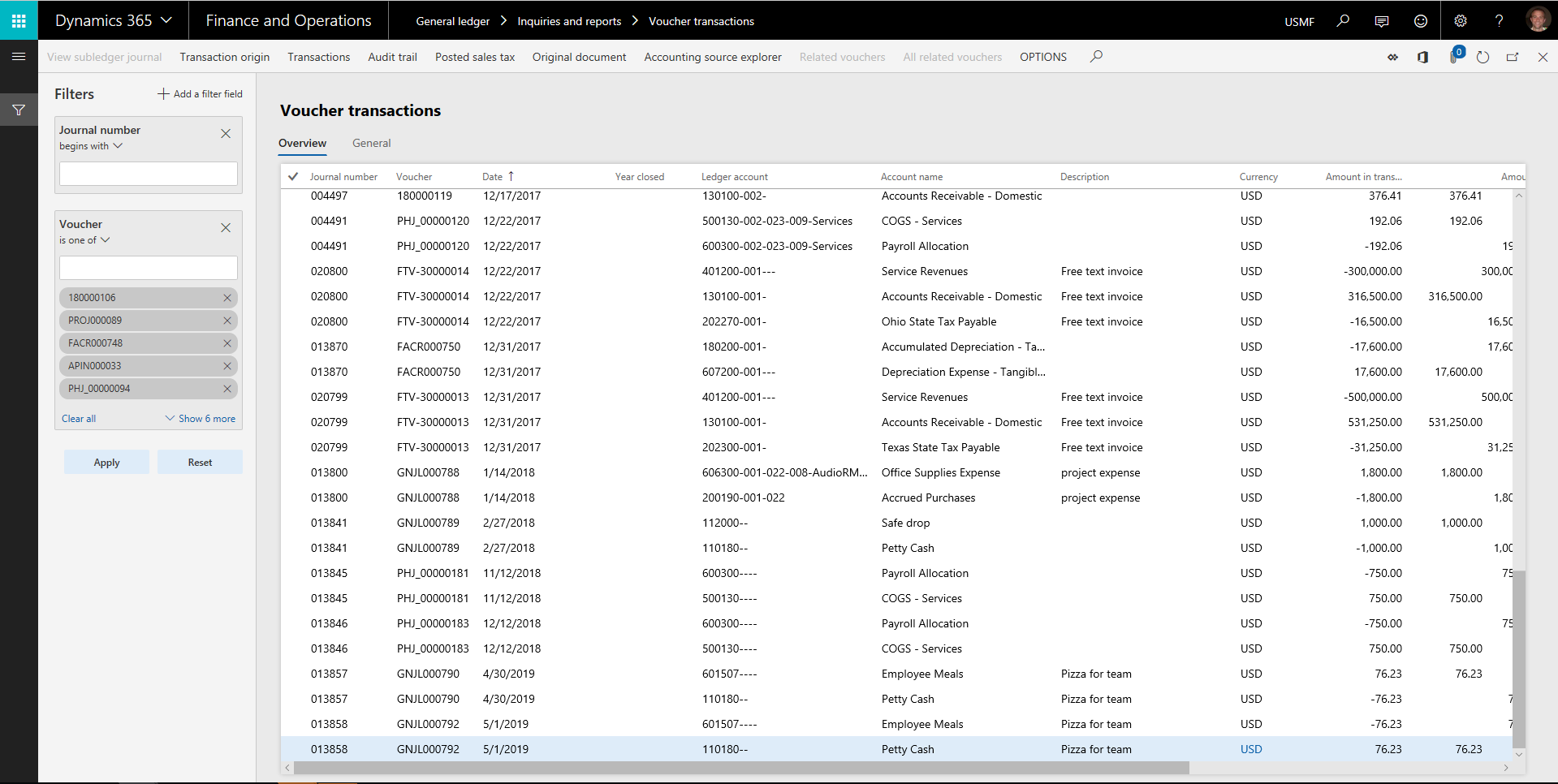 Excel からの値の一覧に貼り付けた後の最適化された伝票フィルター フィールド