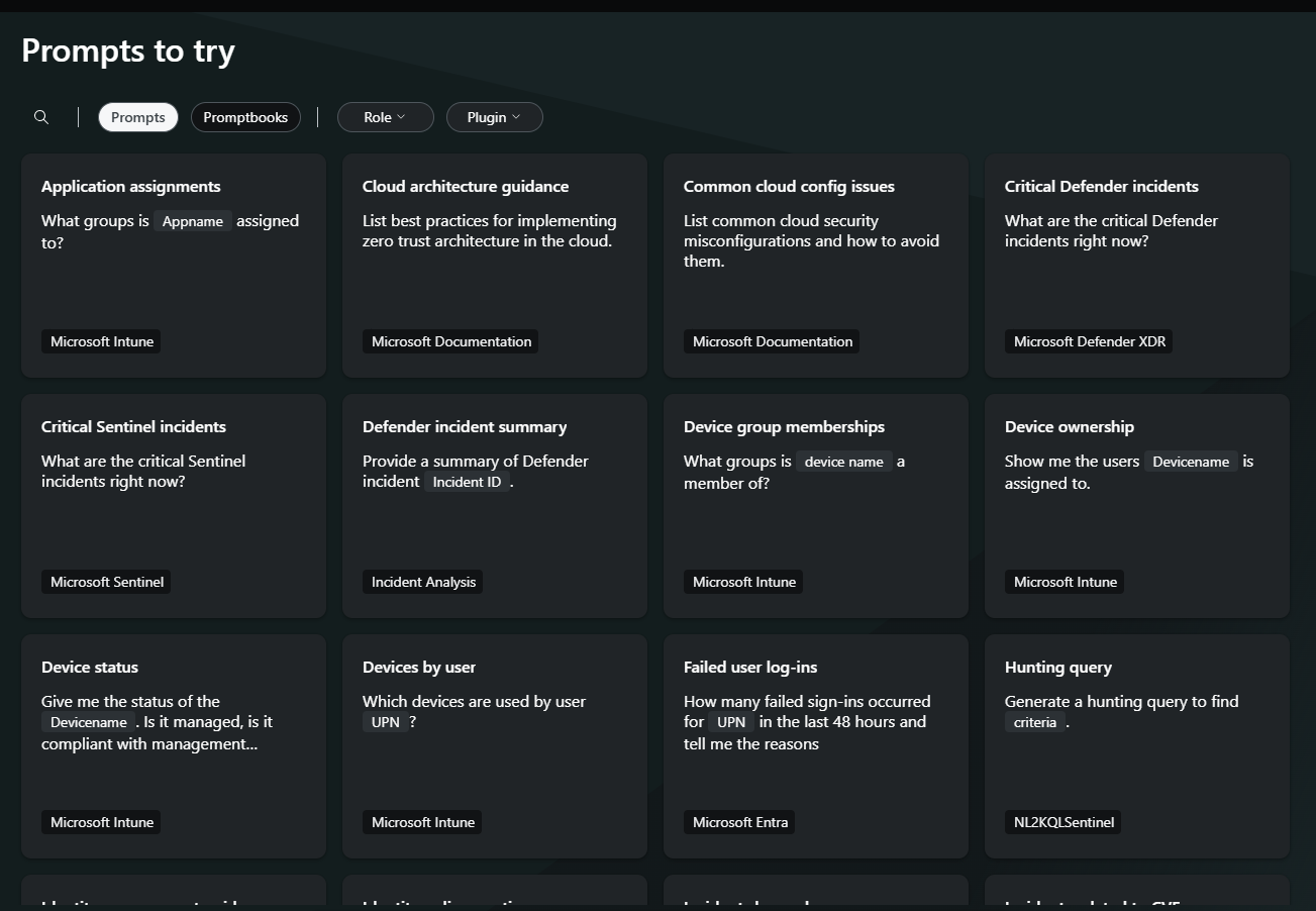 Security Copilotで試すプロンプトをスクリーンショット。