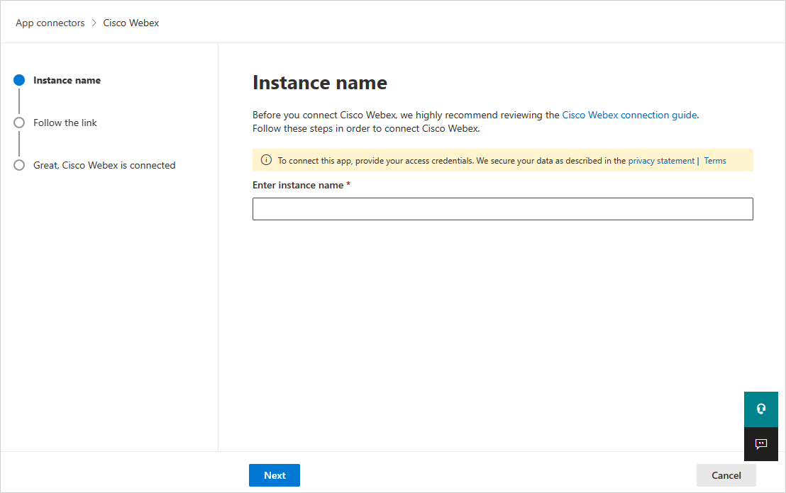 Webex を接続します。