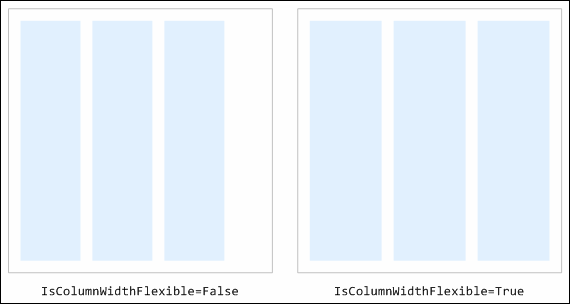 スクリーンショット: IsColumnWidthFlexible 値