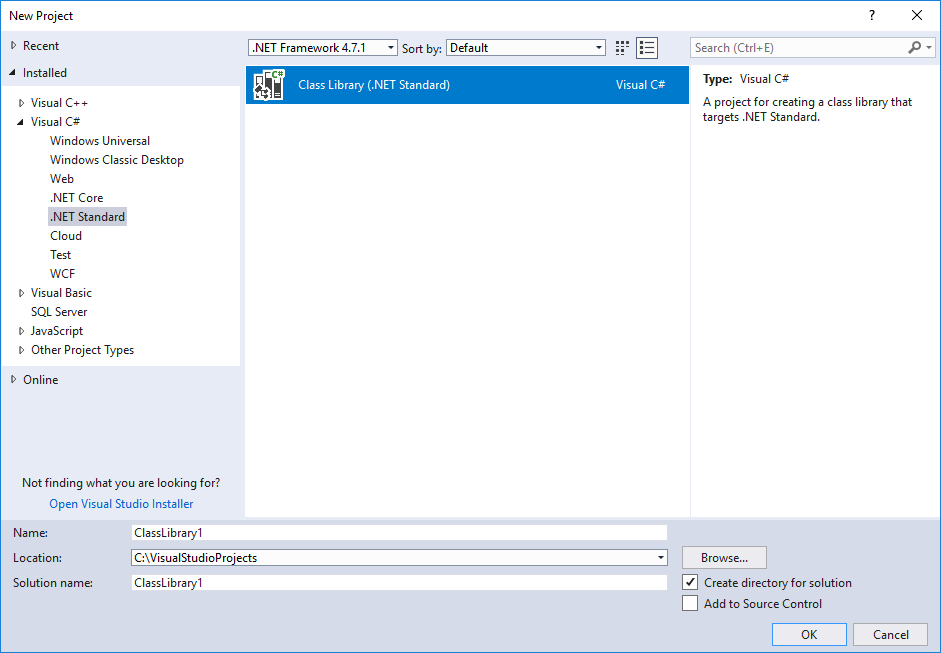 Add New .NET Standard library project
