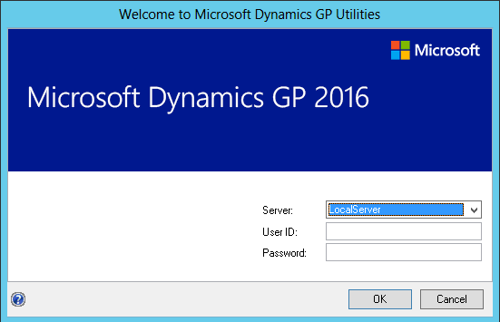 login screen to dynamics gp utilities.