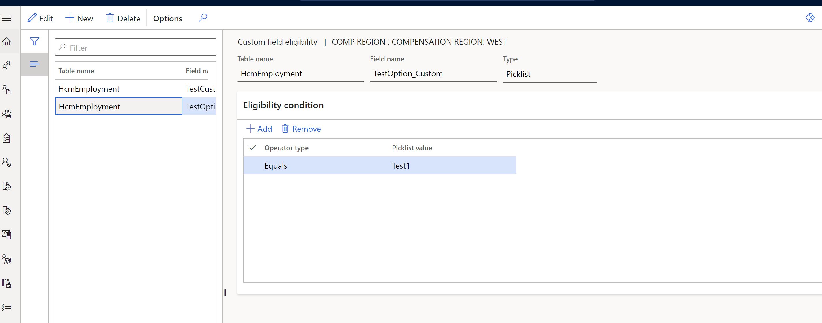 Custom fields configuration for eligibility rules